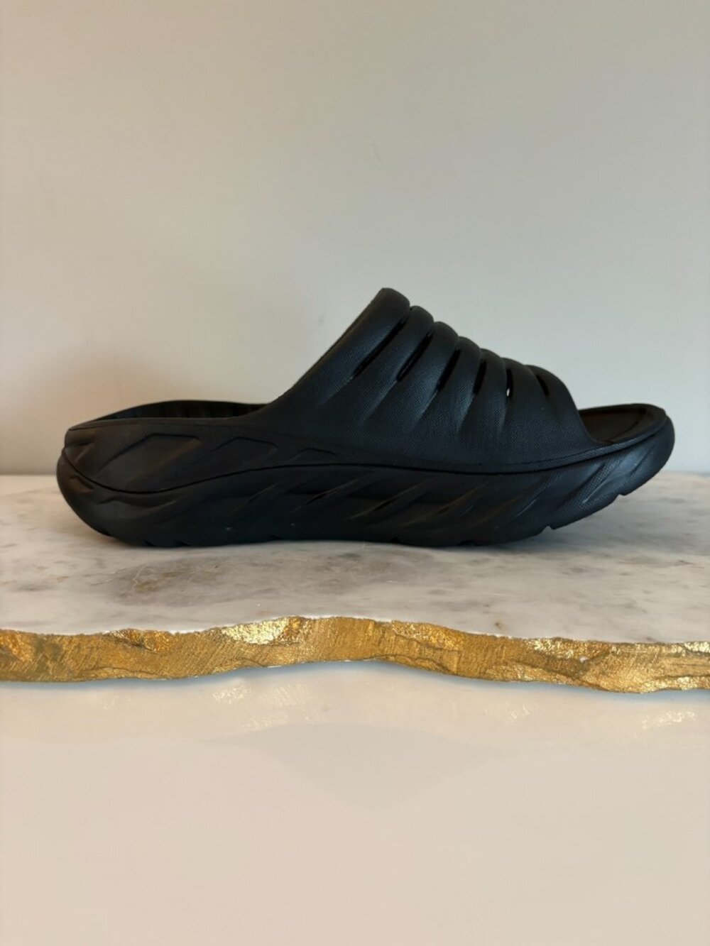 Hoka One One Black Ora Recovery Slides Sandals W Size 8 Comfy Slip On